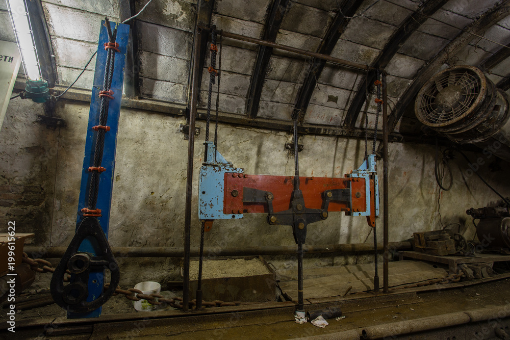 Naklejka premium Underground coal ore mine shaft tunnel gallery