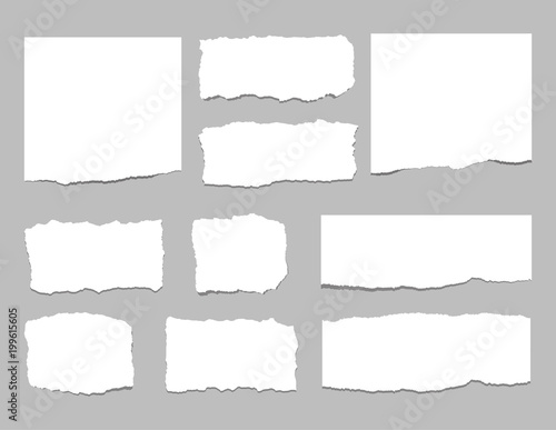 Torn sheets of paper. Torn paper strips. Vector illustration