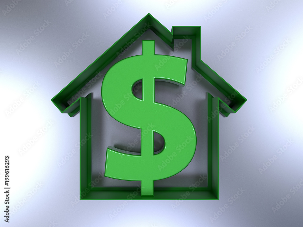 3D concept - green dollar house concept 3D concept - green dollar house concept