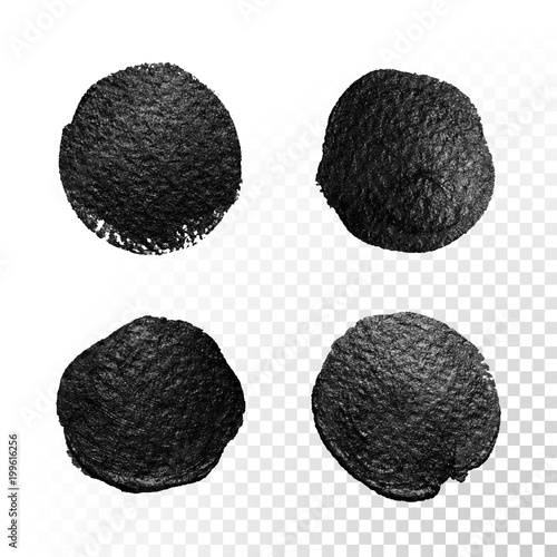 Black watercolor brush blob. Vector oil paint smear. Polish stain.