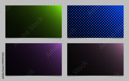 Abstract halftone dot pattern business card background template design set - vector graphics with colored circles