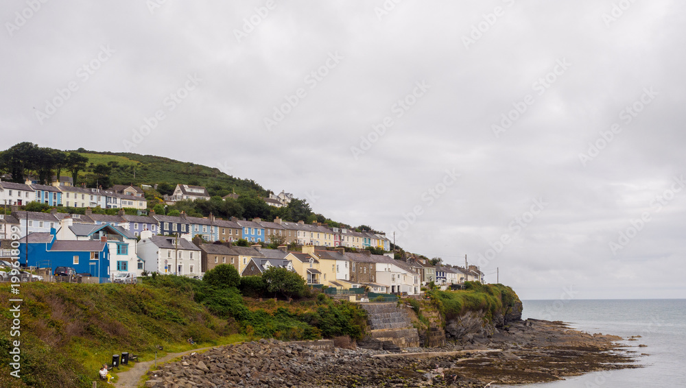 Attractive beach and harbour at New Quay, Credigon, Wales, UK