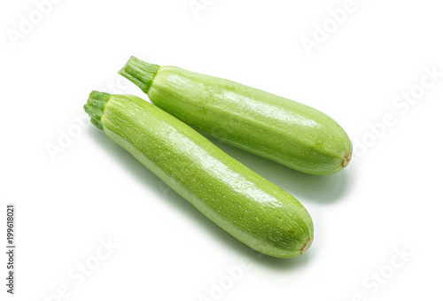 Fresh green Zucchini vegetables  isolated on white background.