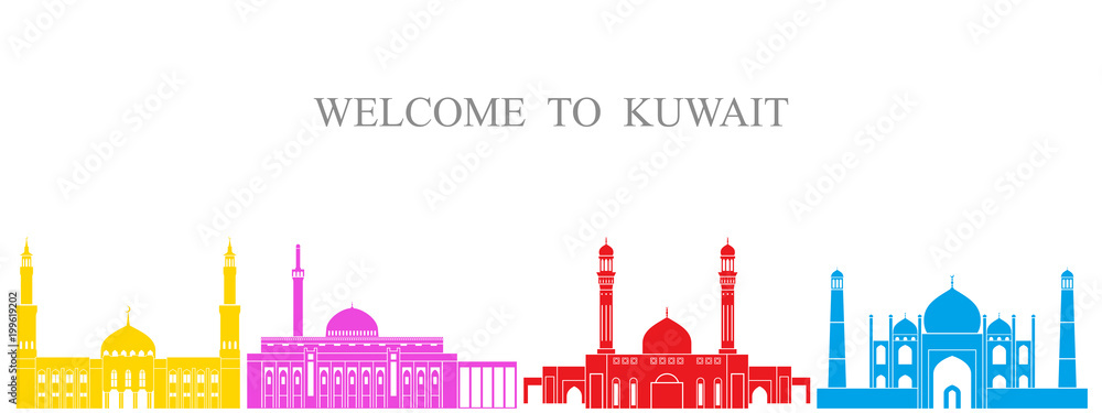 Kuwait set. Isolated Kuwait architecture on white background