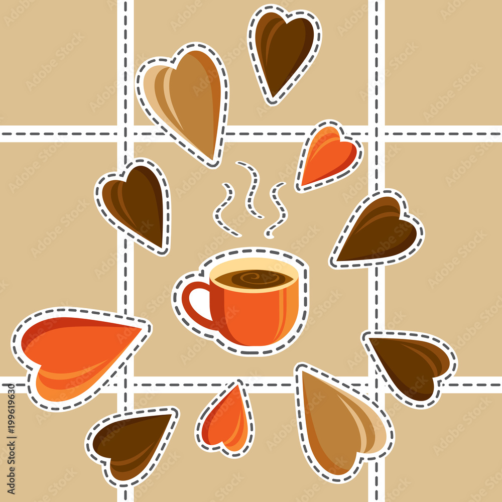 Concept - I like coffee. Morning. Tasty coffee. Cartoon style.