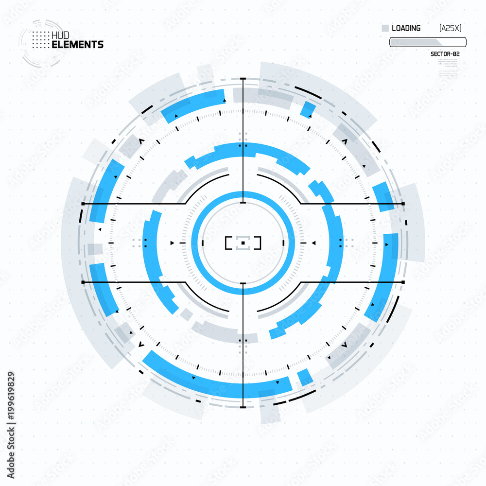 Futuristic Sci-Fi HUD Circle Element. Abstract Creative Design Background. Virtual Reality Futuristic Sci-Fi HUD Circle Element. Abstract Creative Design Background. Virtual Reality