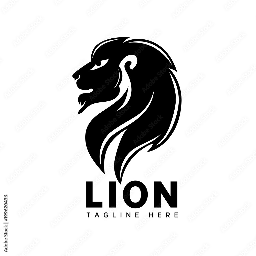 black elegant head lion logo