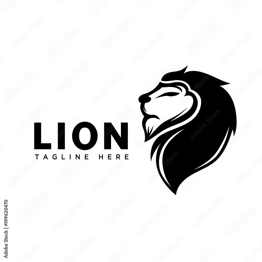 Fototapeta premium elegant black lion art logo