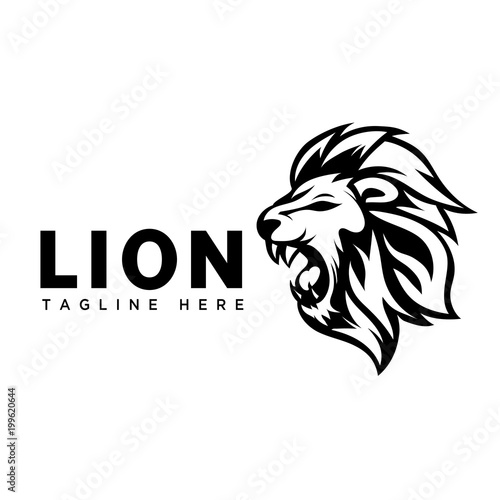 Cartoon roaring head lion art logo