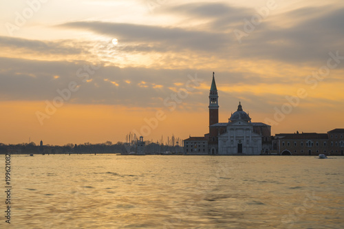 Venice landscape, Italy: San Giorgio Maggiore church at surise. Italian landscape. Venice postcard.