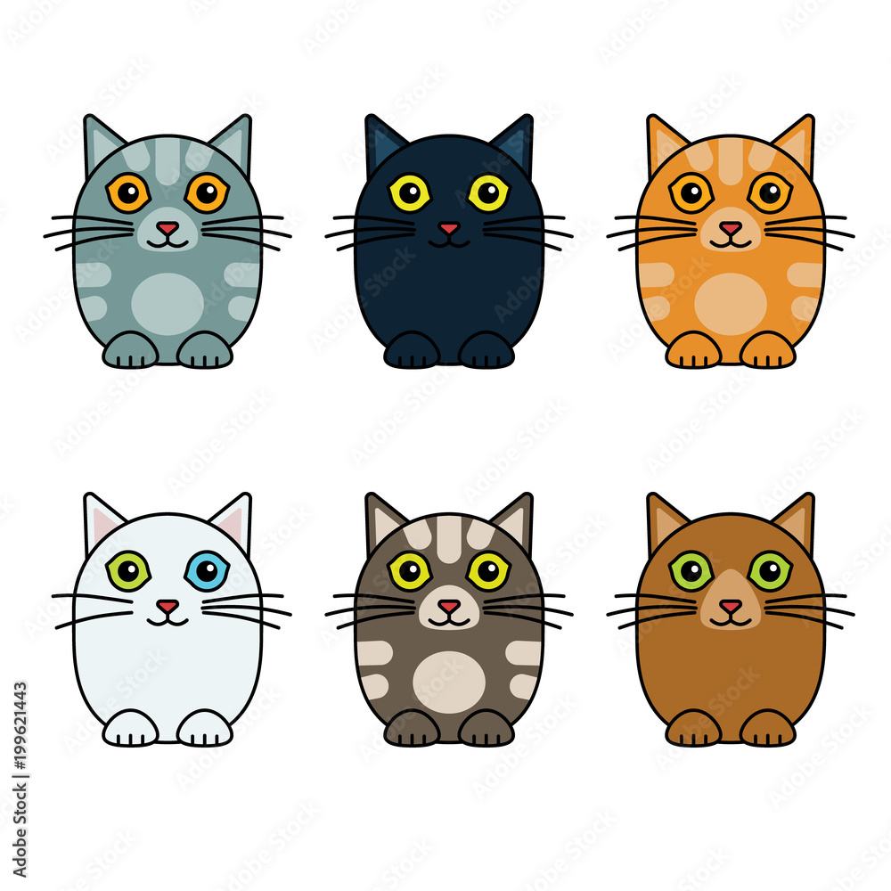 Fototapeta premium six cute vector cats