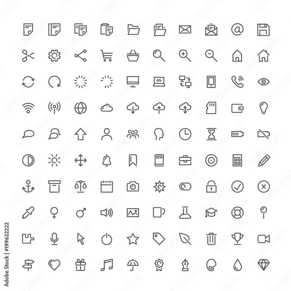 hundred basic vector icons hundred basic vector icons