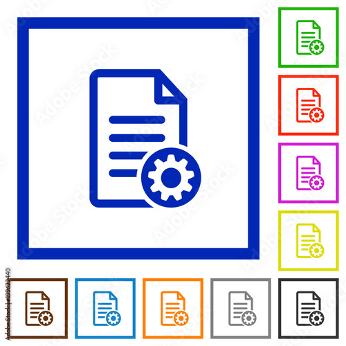 Document settings flat framed icons