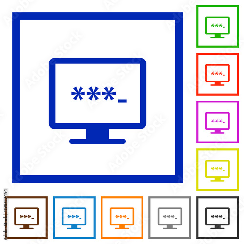 Entering to application flat framed icons