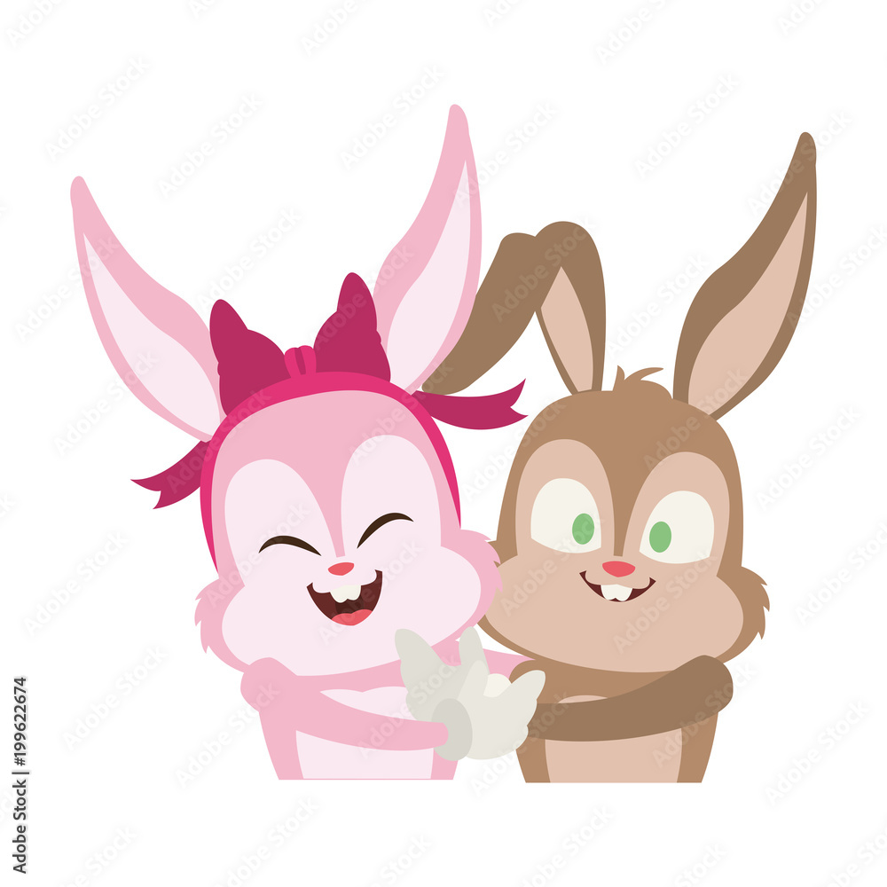 Fototapeta premium Beatiful rabbits cartoons vector illustration graphic design