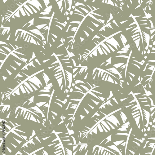 Pattern with tropical banana leafs