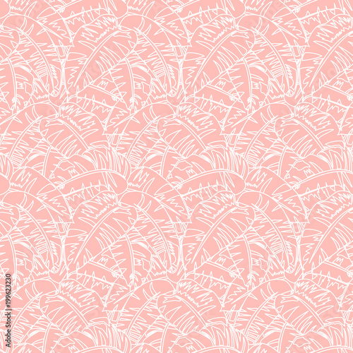 Pattern with tropical banana leafs