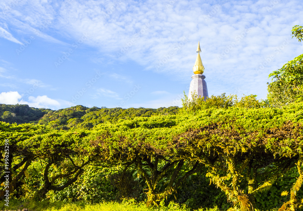 Doi Inthanon, Chom Thong, Chiang Mai Province, Thailand This mountain is an ultra prominent peak and the highest. Naphamethinidon and Naphaphonphumisiri, two chedis near the summit. 