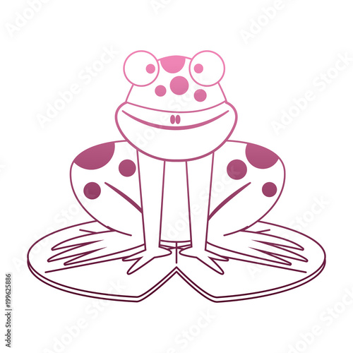 Frog cartoon isolated on purple lines vector illustration