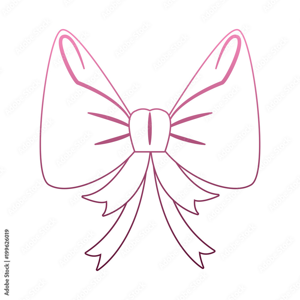 Decorative bow isolated on purple lines vector illustration Decorative bow isolated on purple lines vector illustration