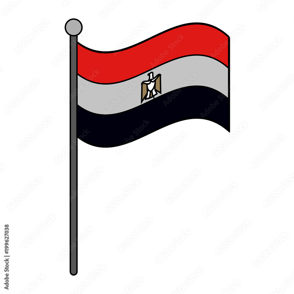 Egypt national flag with pole vector illustration graphic design Egypt national flag with pole vector illustration graphic design