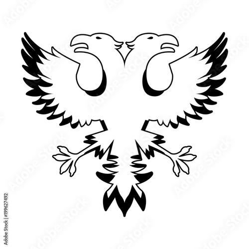 Russia eagles emblem on black and white colors vector illustration,