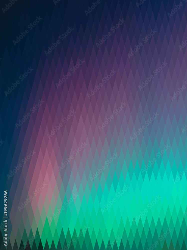Northern lights, abstract polygon background, from a rhombus of different colors (vertical format)