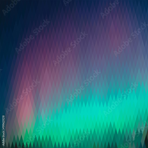 Northern lights, abstract graphic background, from a diamond of different colors (square format)