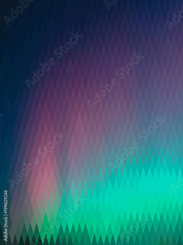 Northern lights, abstract polygon background, from a rhombus of different colors (vertical format)