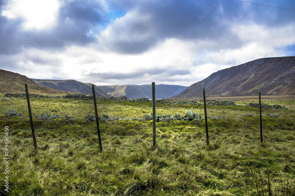 Rural background in Scotland. Cairngorms National Park, Ballater, Aberdeenshire, Scotland, UK. Royal Deeside.
