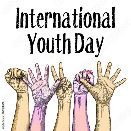 The concept of friendship day, International Youth Day, IYD celebration on 12 August. Vector.