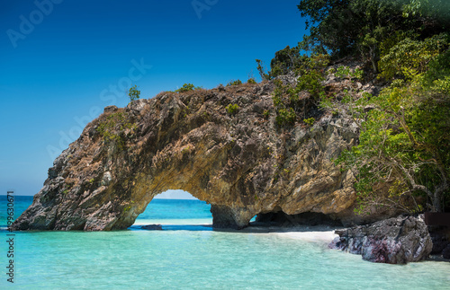 tunnel stone on Khai Island. Satun, Thailand.