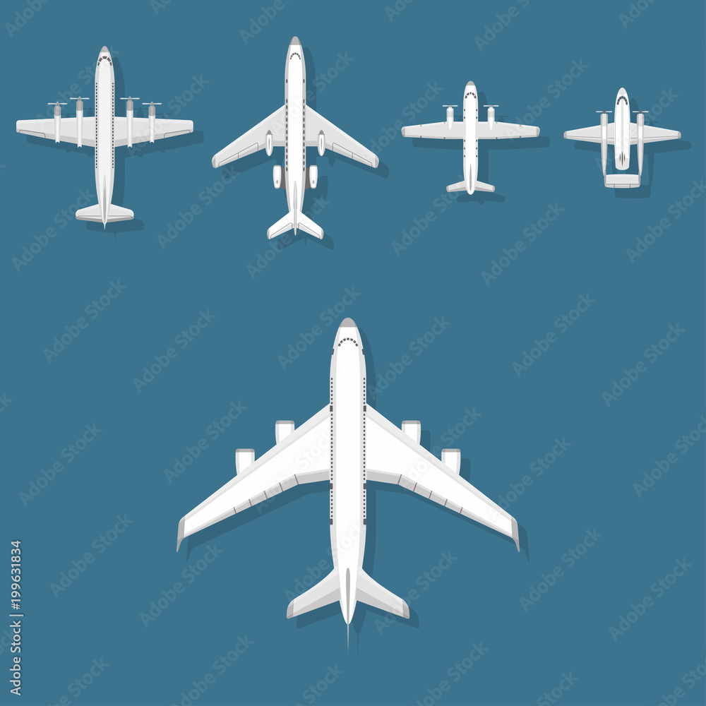 Airplane vector illustration top view plane and aircraft transportation travel way design journey object. Airplane vector illustration top view plane and aircraft transportation travel way design journey object.