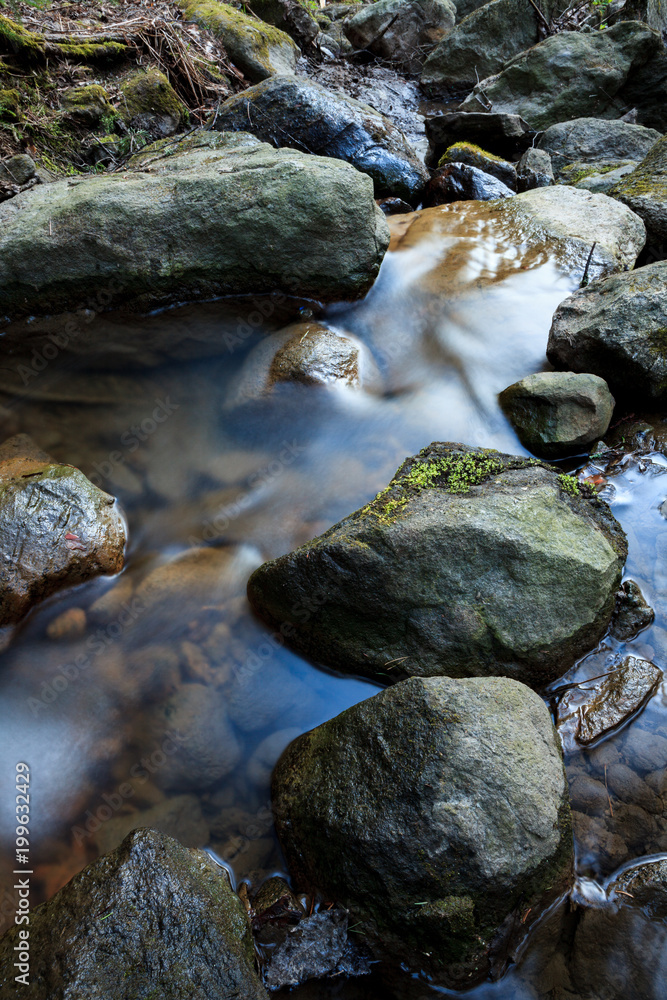 Small stream and rocks at spring forest Small stream and rocks at spring forest