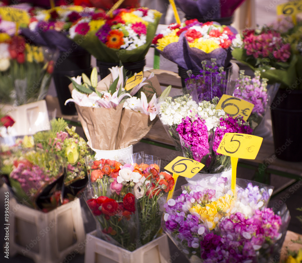 Shop of varied flowers on the street