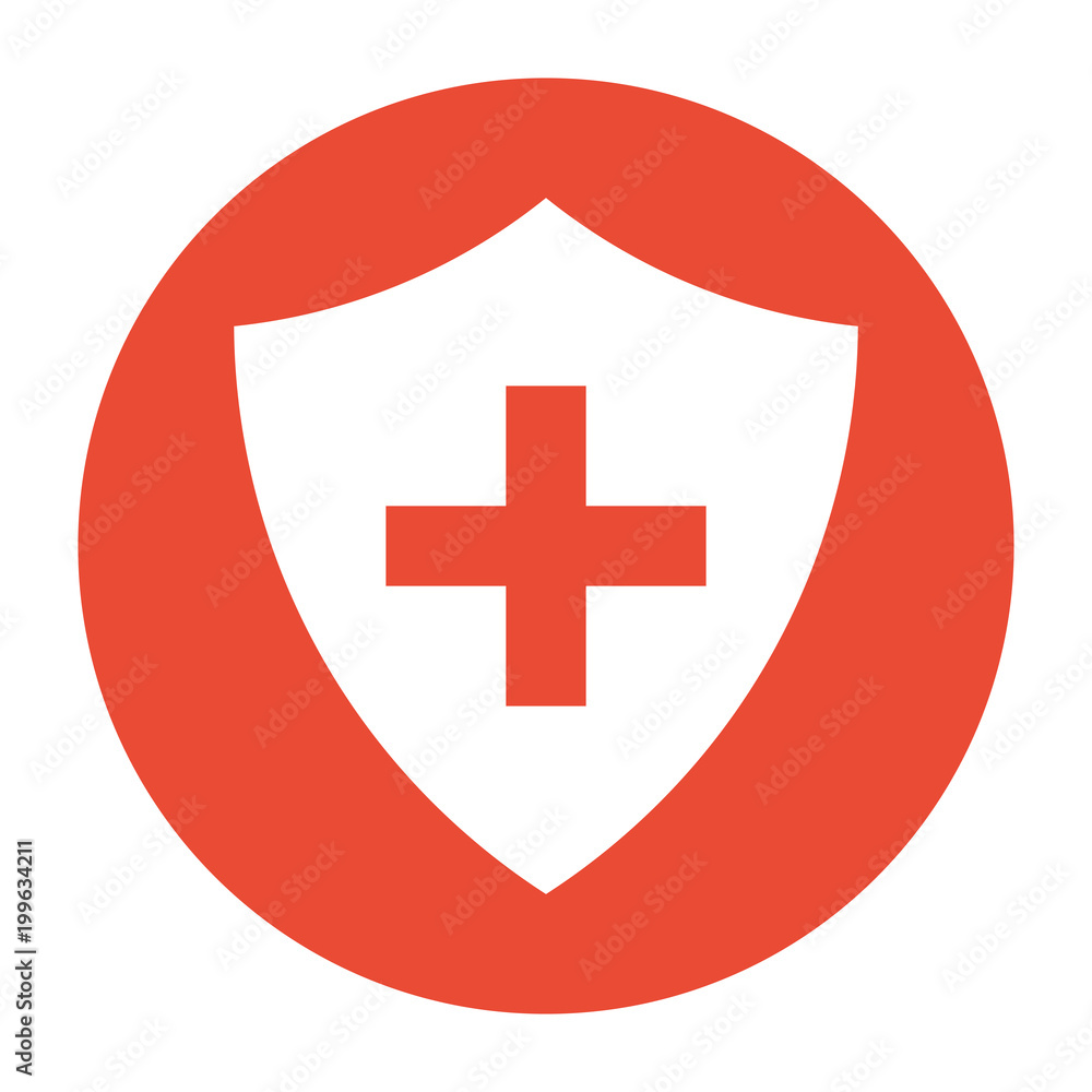 Immune System (Cross In A Shield) Within A Circle Icon Immune System (Cross In A Shield) Within A Circle Icon