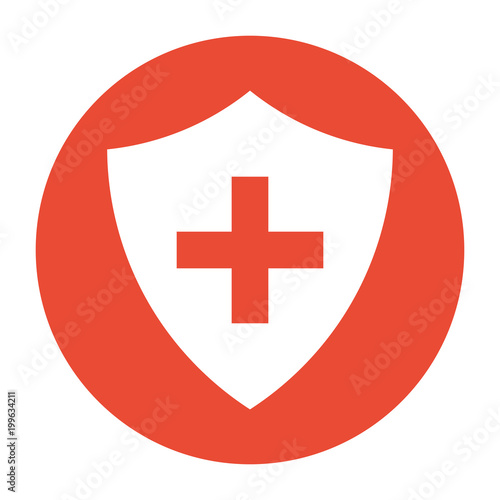 Immune System (Cross In A Shield) Within A Circle Icon