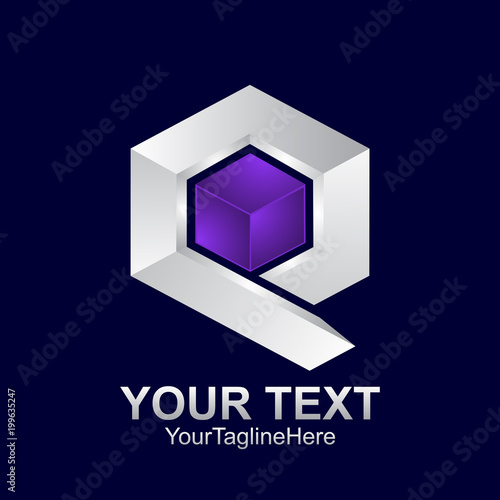 Initial letter Q logo template colored silver purple hexagon design for business and company identity