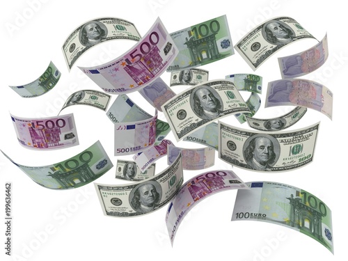 flying money bills 3d illustration