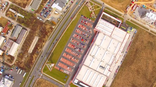 Aerial view from drone to industrial zone and technology park on Borska pole of Pilsen city in Czech Republic, Europe. European industry from above.  photo