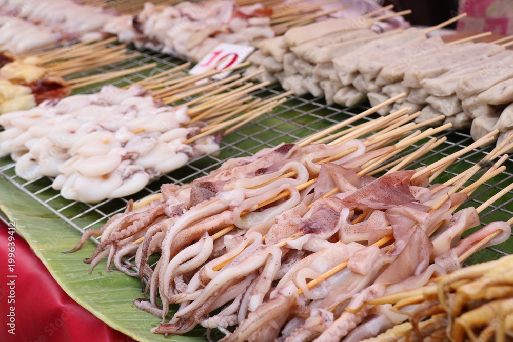 grilled squid in street food