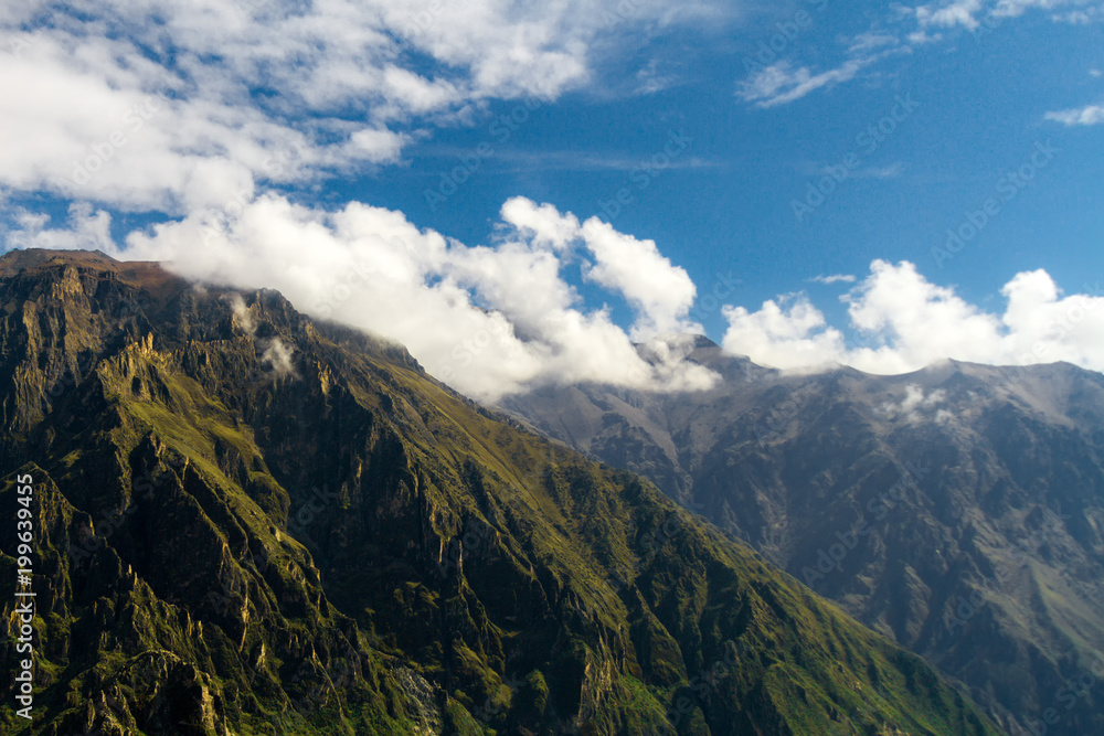 Cliff of a mountain in the Colca Canyon, in the province of Arequipa, Peru