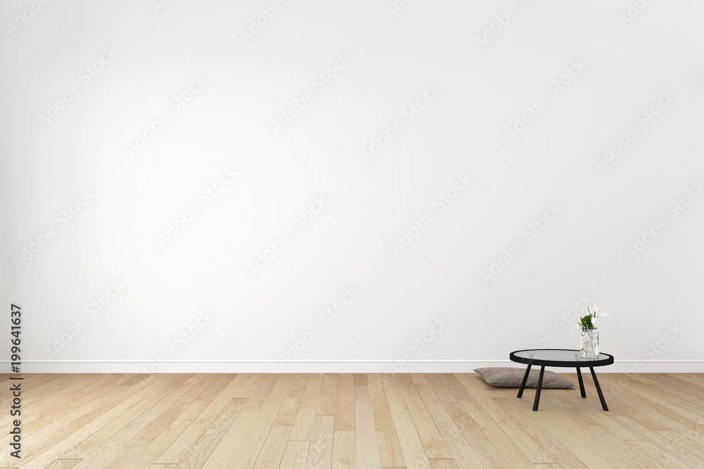 Japanese Living Room Interior on empty white wall background