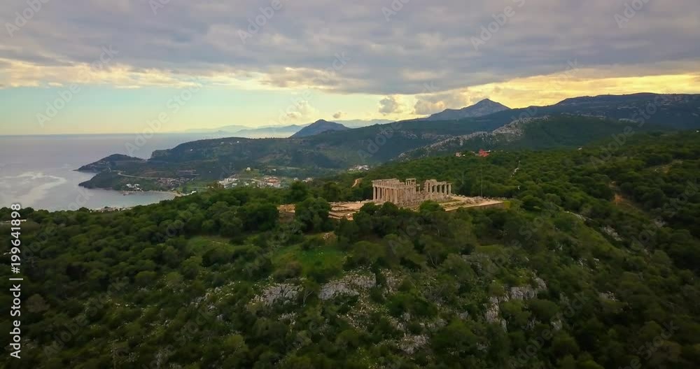 Aerial view of ancient temple of Afea Aphaia on Aegina island Aerial view of ancient temple of Afea Aphaia on Aegina island