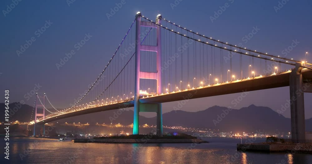 Hong Kong suspension Tsing ma bridge in the evening Hong Kong suspension Tsing ma bridge in the evening