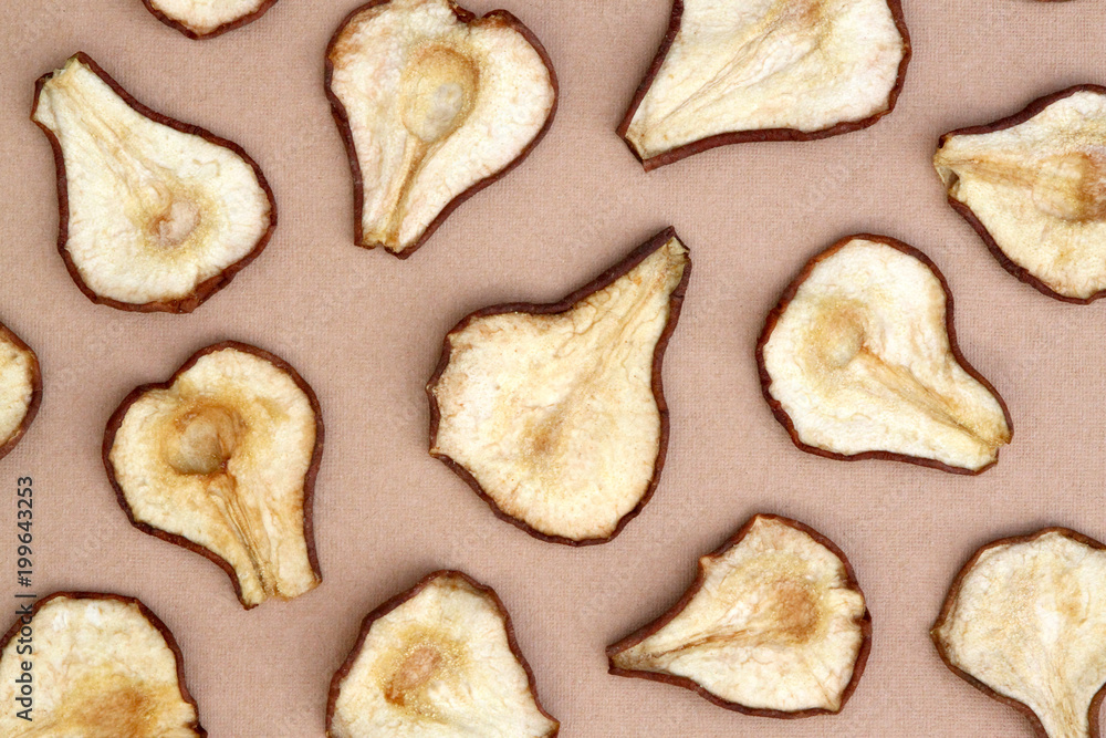 Dried Pears in Pattern on Brown Background Dried Pears in Pattern on Brown Background