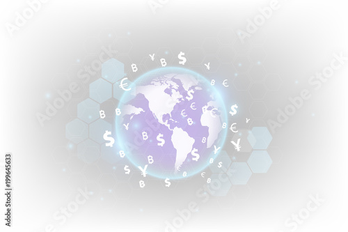 Money transfer. Global Currency. Stock Exchange. Stock vector illustration.