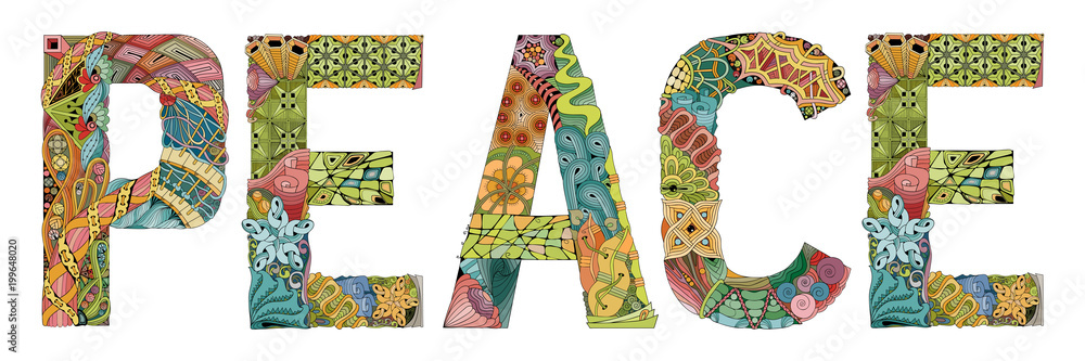 © Andreichenko - Word PEACE. Vector decorative zentangle object © Andreichenko - Word PEACE. Vector decorative zentangle object
