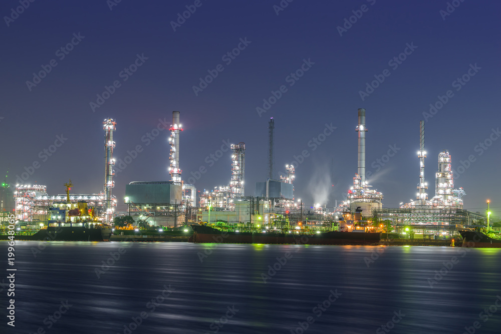 Oil refiner with night scene