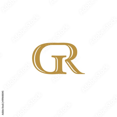 Initial letter GR logotype colored gold